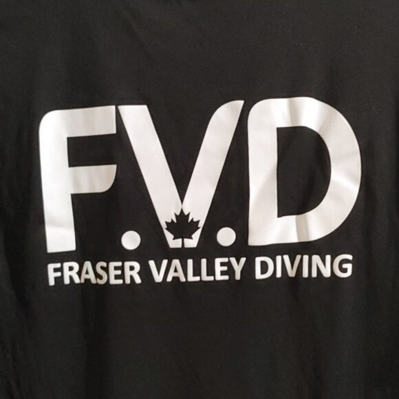 3/$25 FVD Fraser Valley Diving sports team black stretchy shirt S - Picture 3 of 6